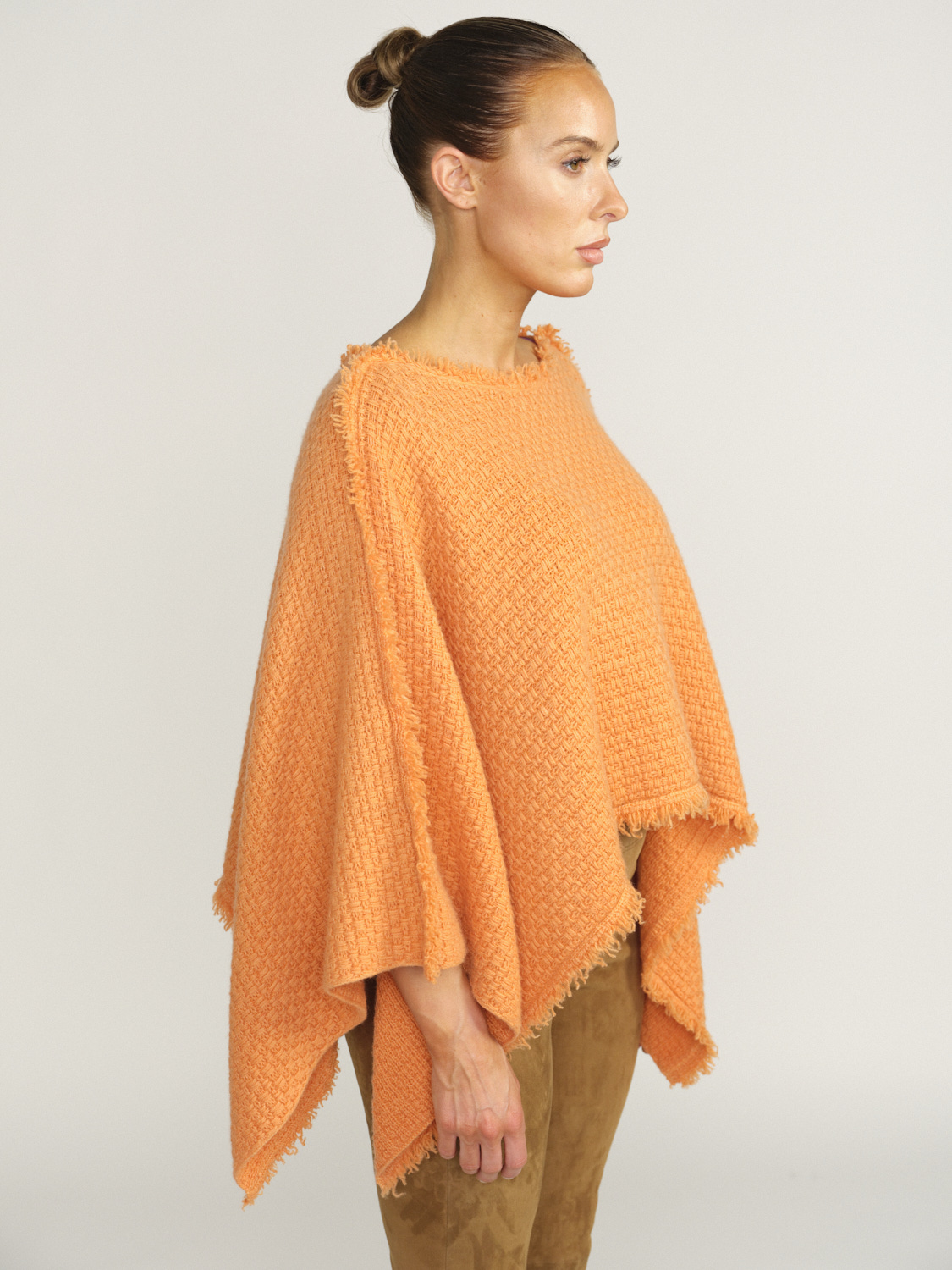 Iris von Arnim Xavia - Cape en cachemire à franges orange Taille unique