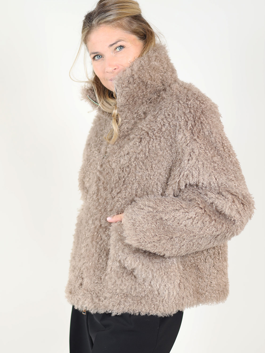 Betta Corradi Giacca – Jacke in Felloptik   beige S