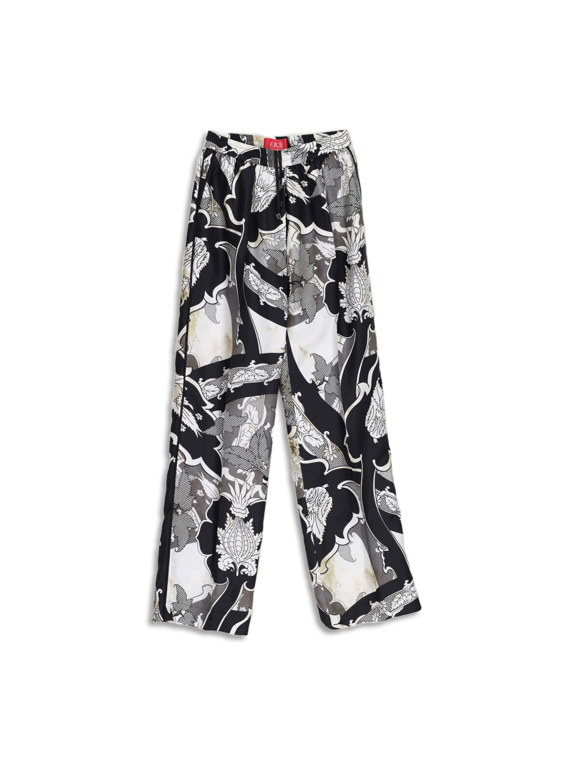 Doride - pleated trousers with oriental pattern in silk