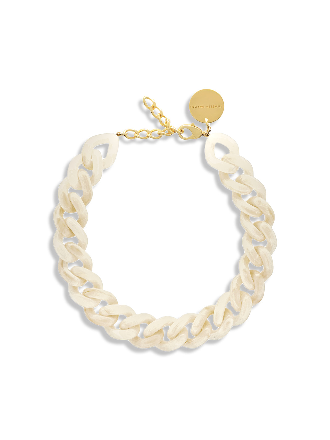 Vanessa Baroni Flat Chain Marble - Kette aus Flachpanzergliedern creme One Size