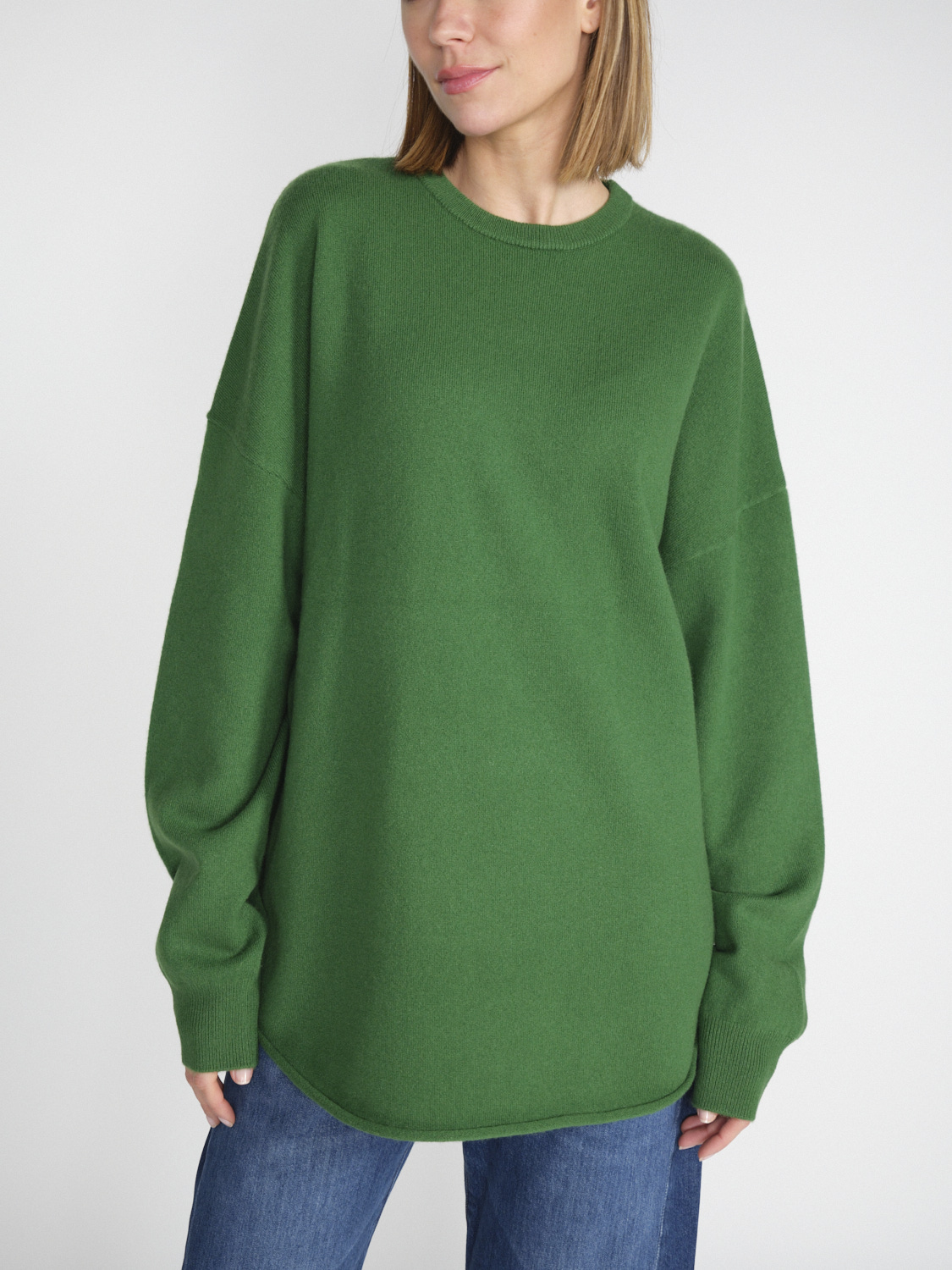 Extreme Cashmere N°35 Crew Hop – Oversized Doubleface-Pullover aus Kaschmir   grün One Size