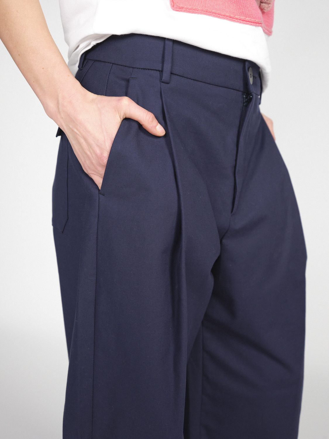 Rossi Robin – straight-leg trousers made of cotton satin  marine XS