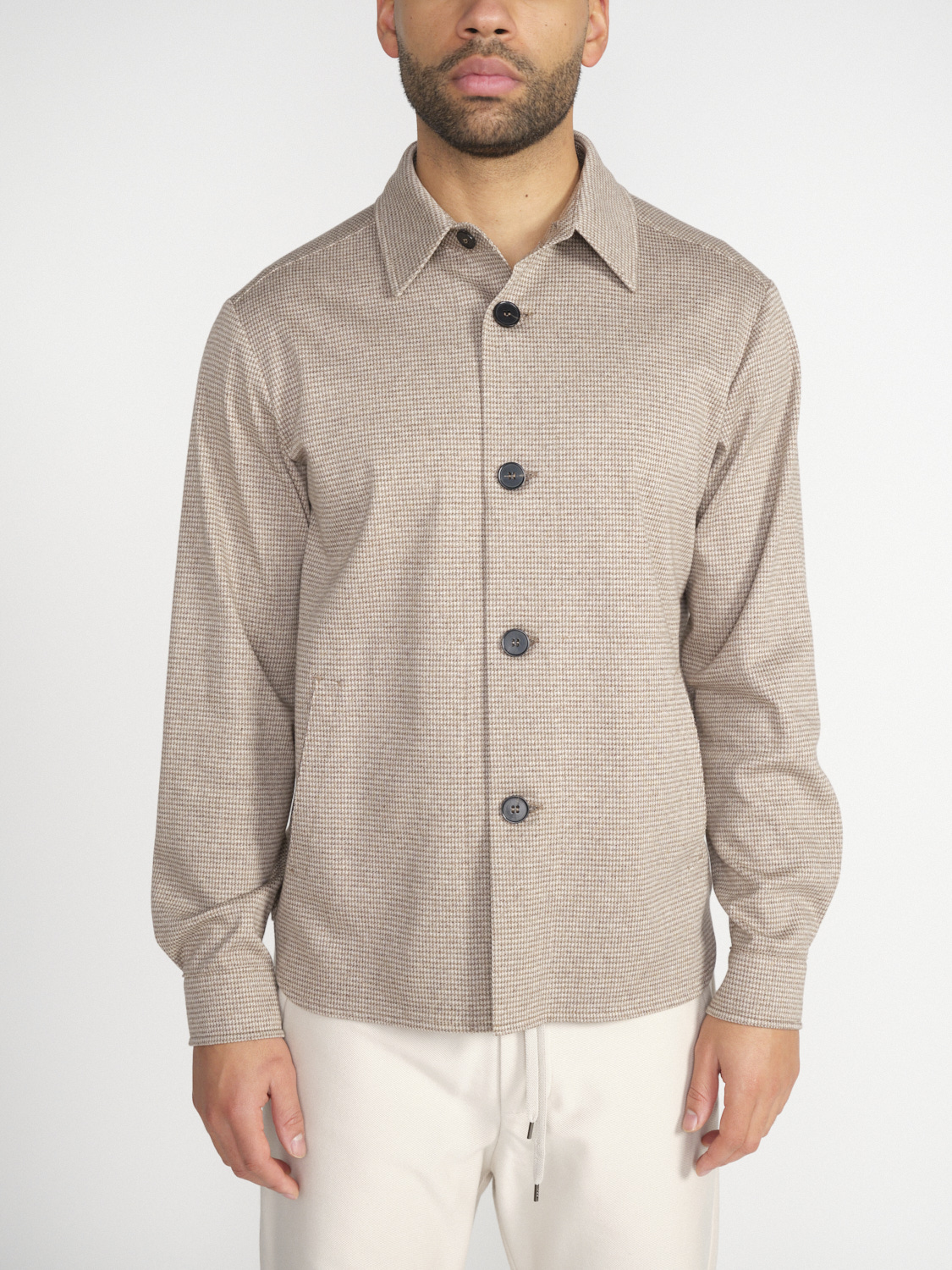 Harris Wharf London Patterned – Hemdjacke aus Baumwolle  beige 48