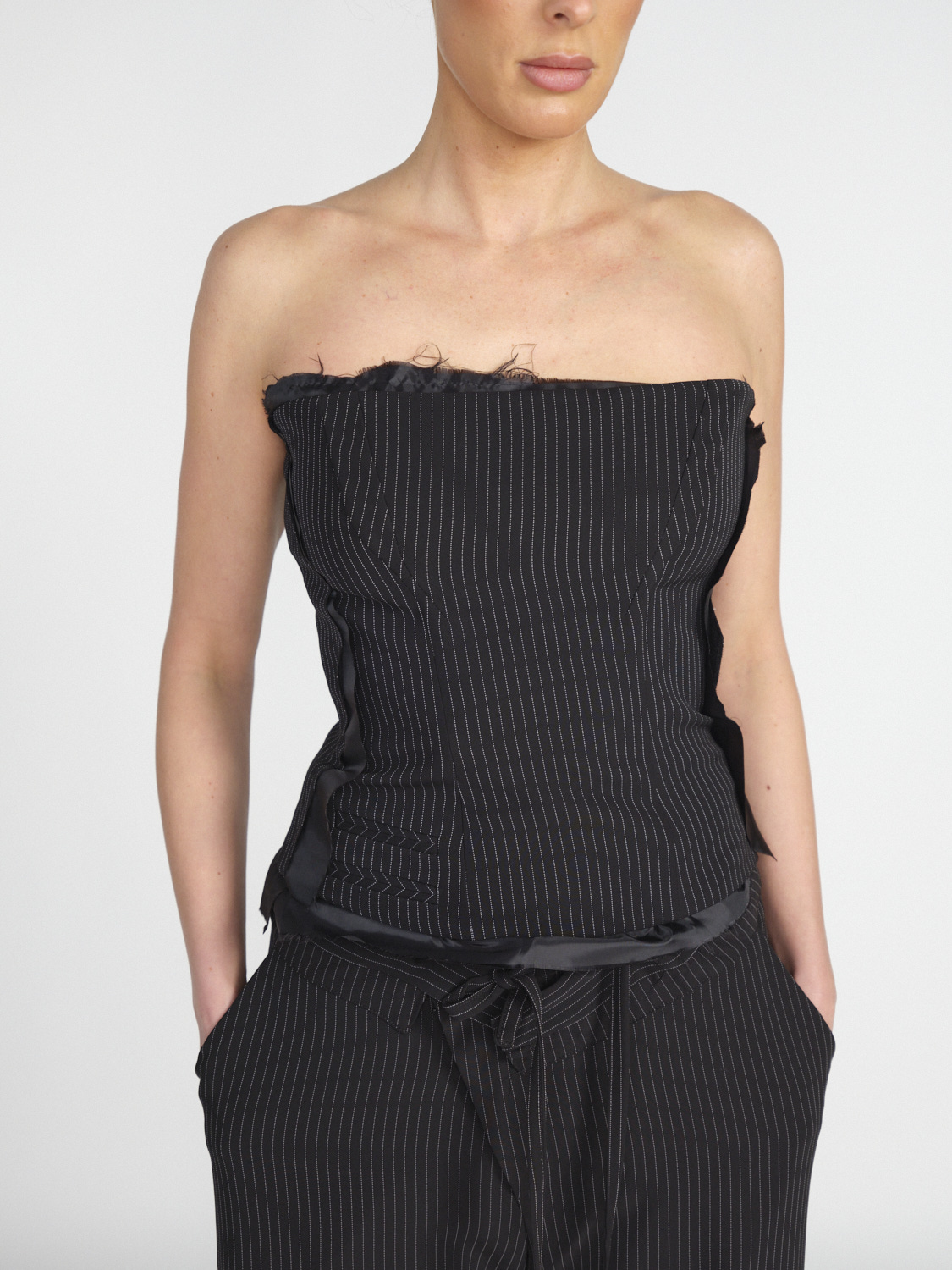 Ottolinger Suit – Corset top with pinstripe pattern  black 34