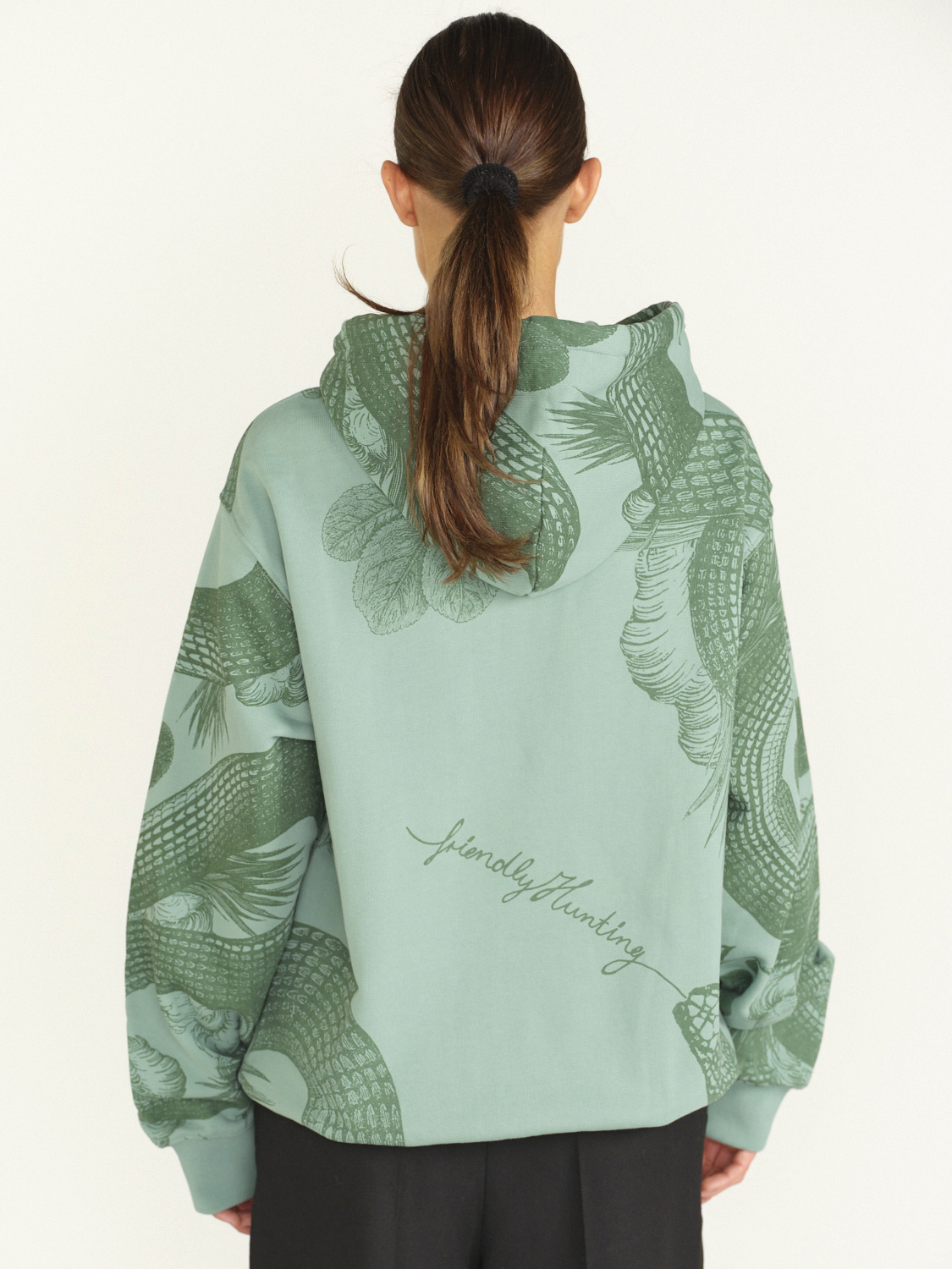 friendly hunting Hoodie Omen Print Garden Eden - cotton hoodie with allover print  green M