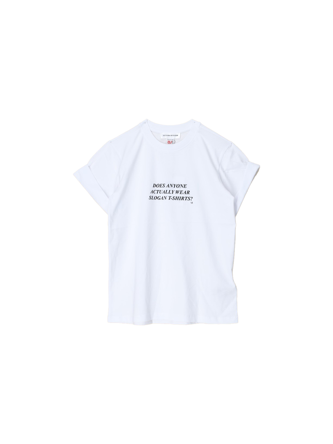 Victoria Beckham Slogan – Baumwoll-Shirt mit Detail   weiß XS