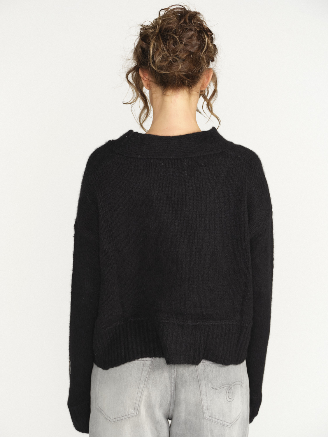 LU Ren Riely D. - Oversized cardigan with button placket black XS
