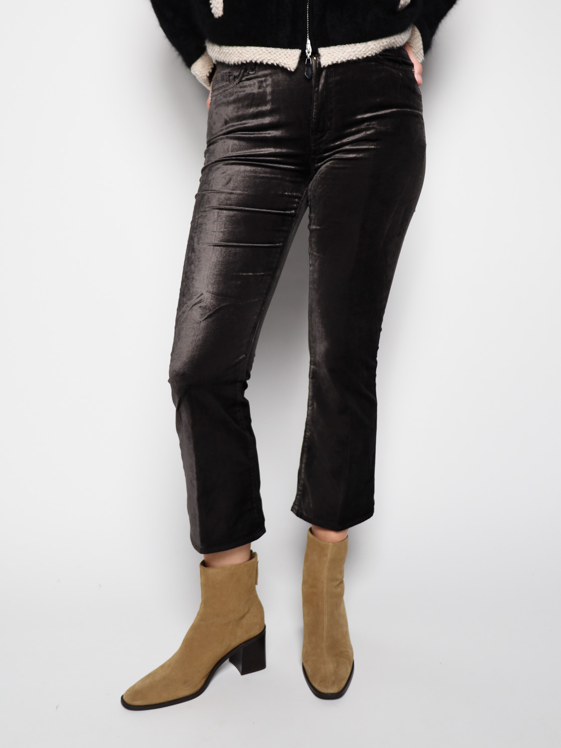Frame Le Cropped Mini Boot – Velvet Pants  black 28