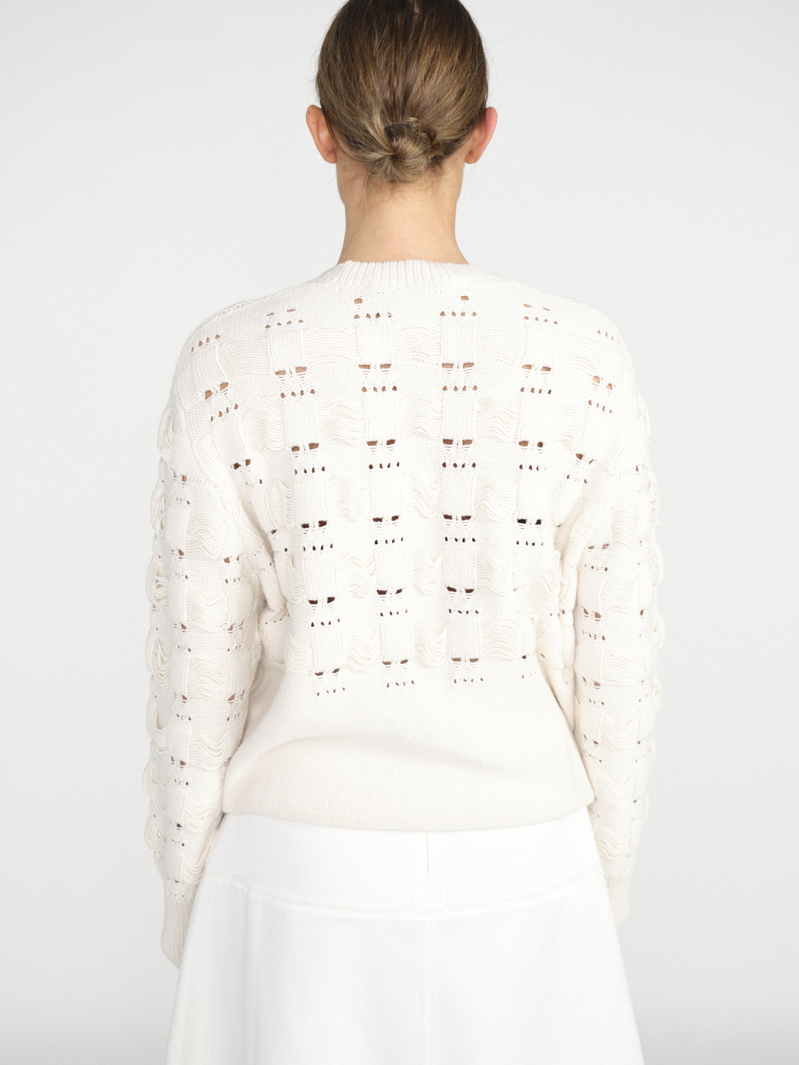 Antonia Zander Carola – Baumwoll-Pullover mit Ajourmuster   creme S