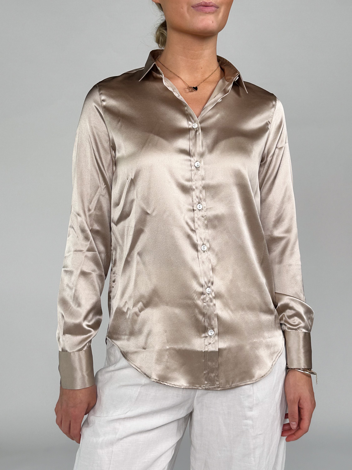 Blooming Imperia – Stretchy silk blouse   36 beige