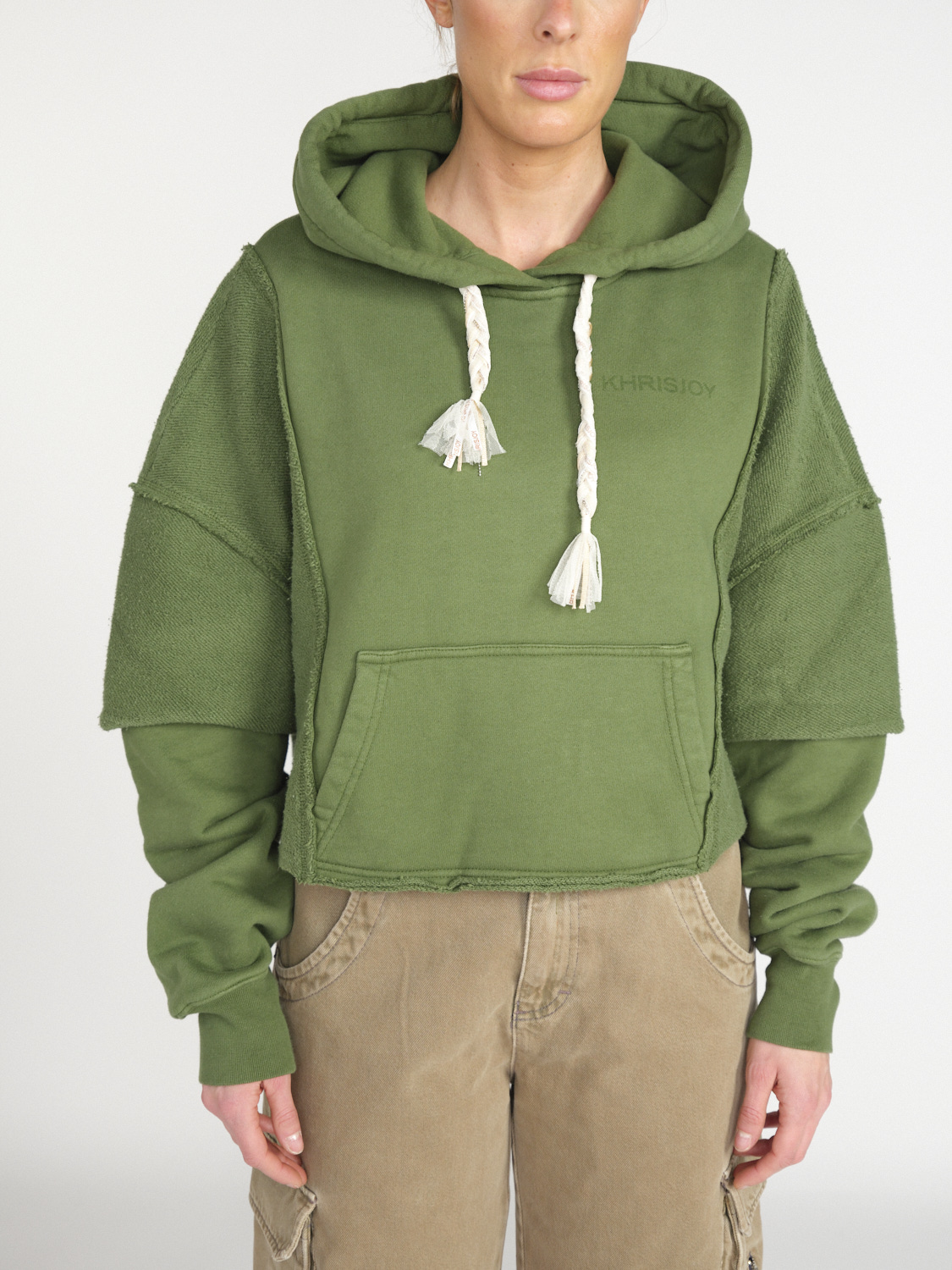 khrisjoy Hoodie Crop – Cropped hoodie made of cotton  green XS/S
