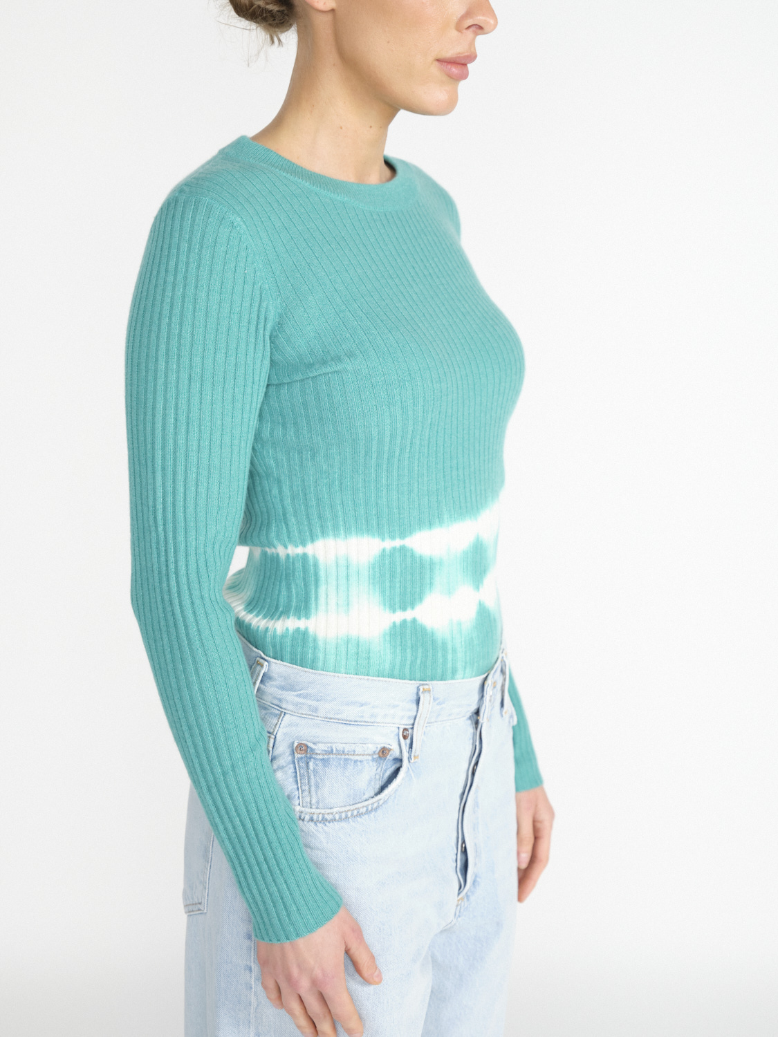 Kujten Bibi ribbed cashmere sweater with tie-dye details  mint S/M