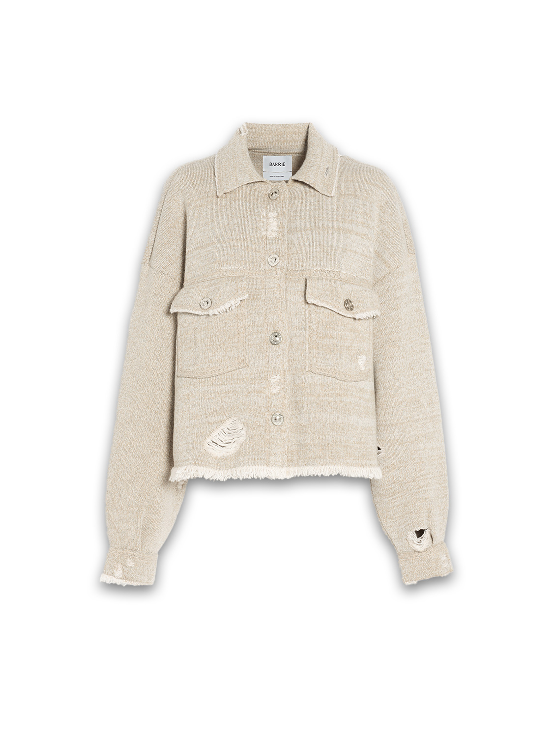 Barrie Jacke aus Baumwoll-Cashmere-Mix mit Fransen-Details creme XS/S