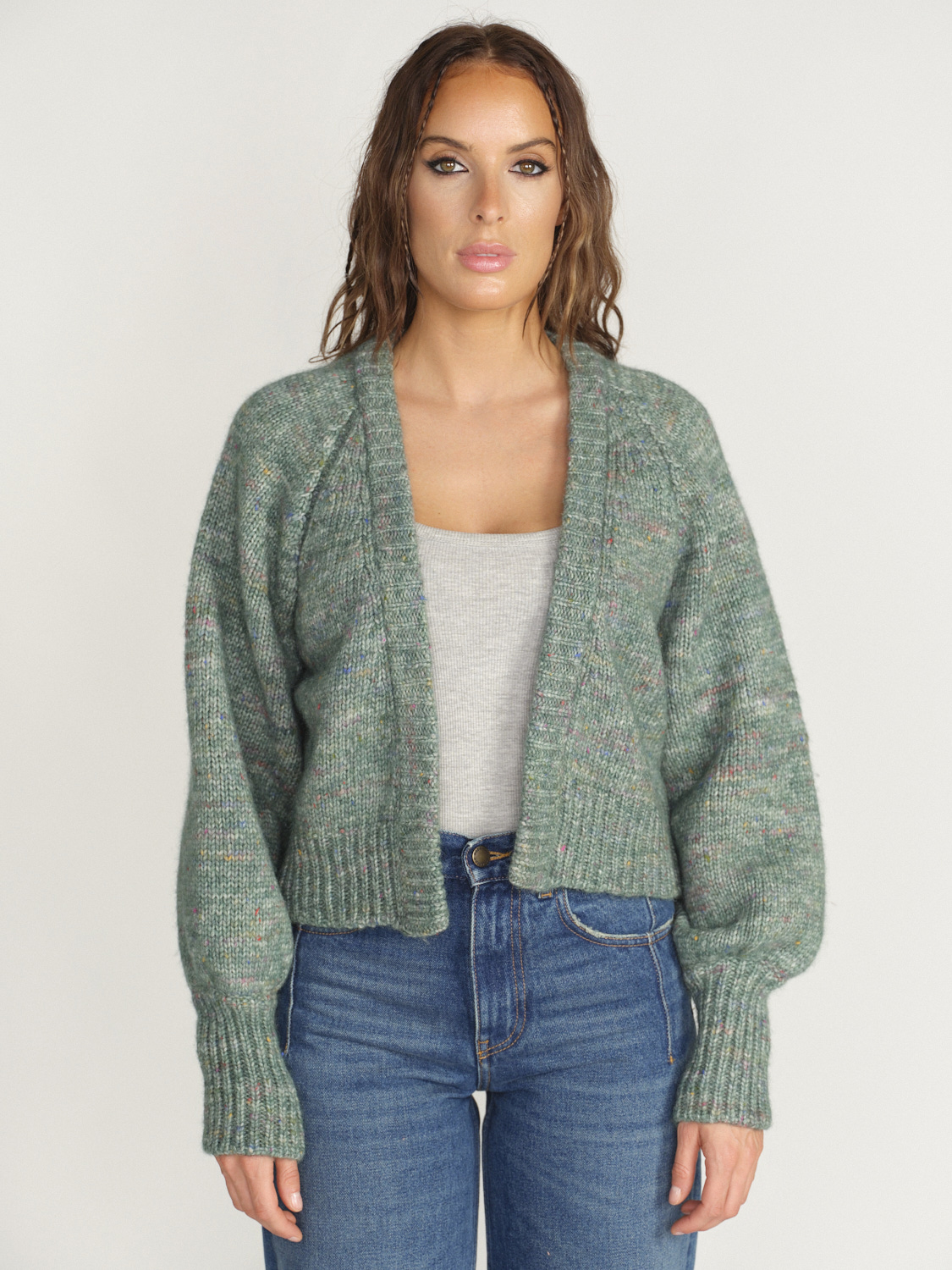 Antonia Zander Clodina - Oversized cardigan in cotton and merino wool green XS