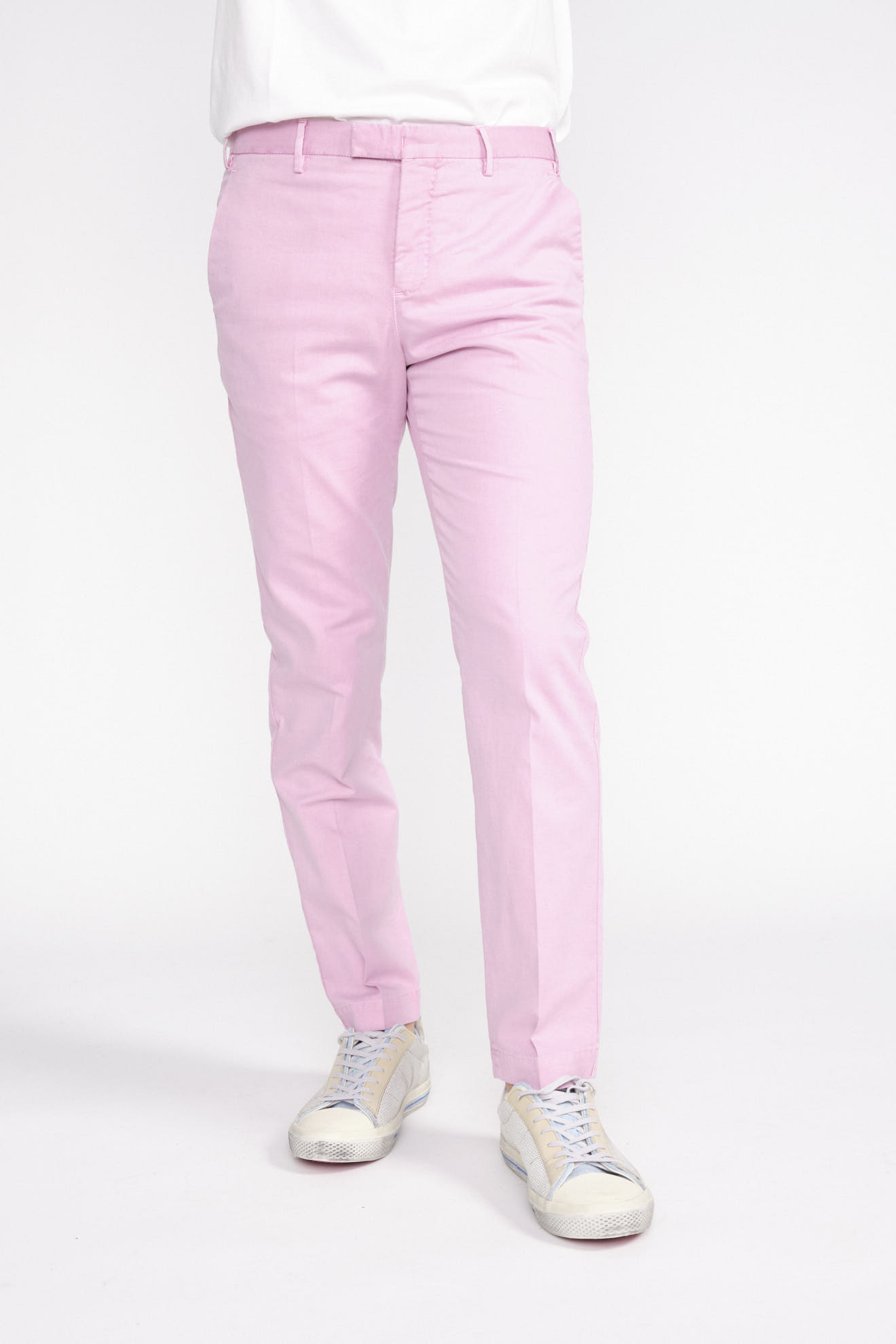 PT Torino Pantaloni stile chino con piega in cotone rosa 48