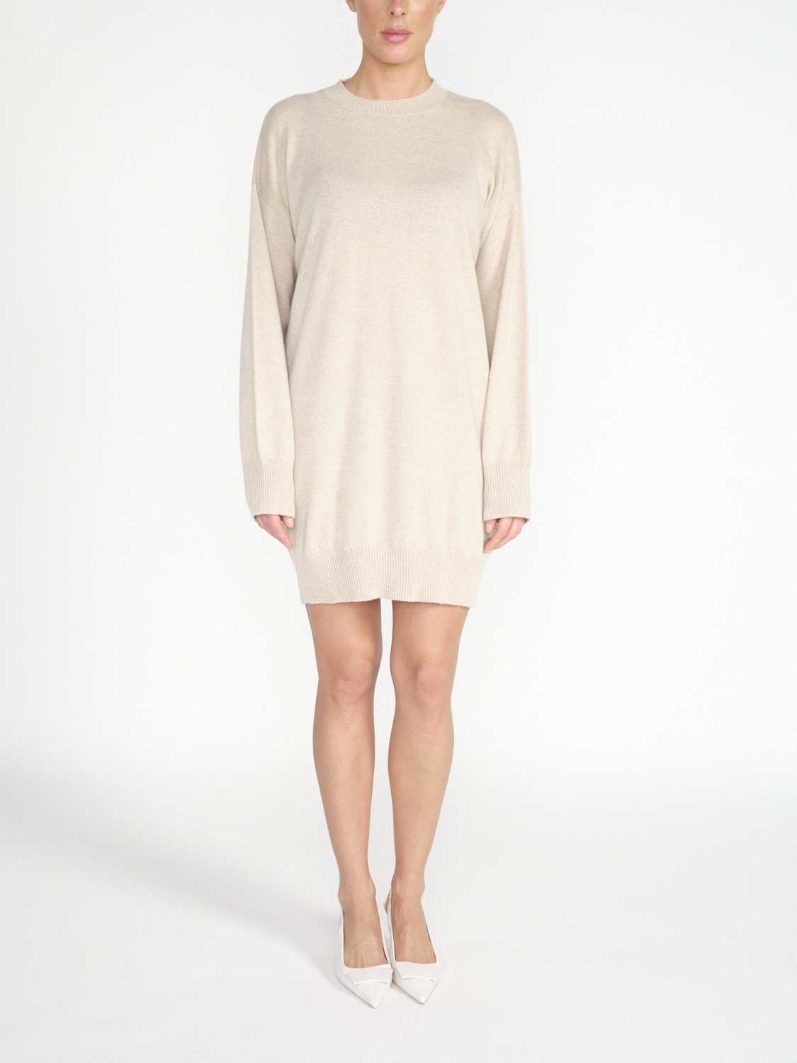 Antonia Zander Rocky - Abito corto in maglia di cashmere   beige S