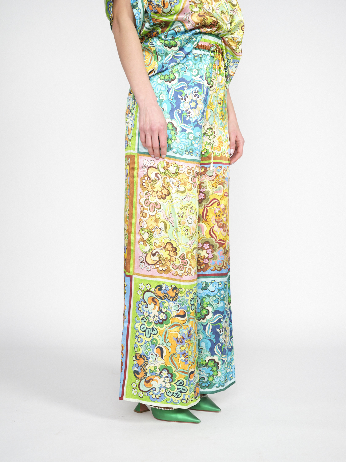 Alemais Dreamer Pants – Seiden-Satin-Hose mit floralem Print  multicolor 40