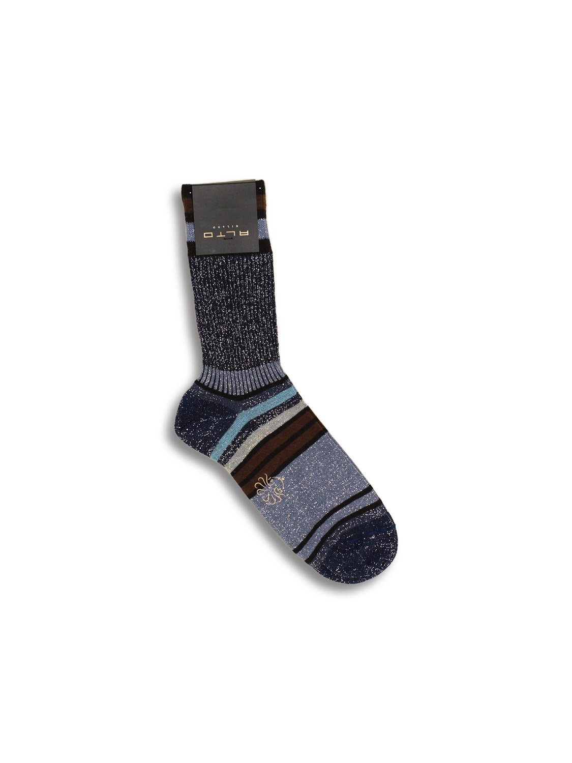 Alto Chapo Corto - Striped socks with glitter threads  blue One Size