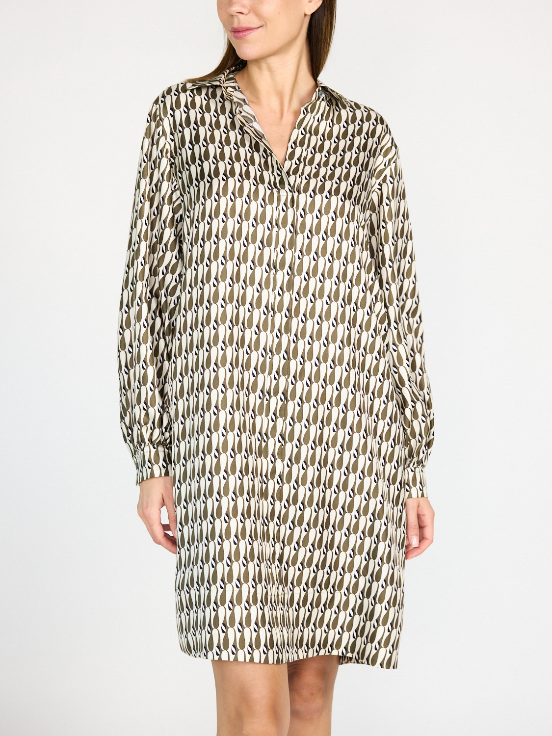 Odeeh Blouse dress with pinstripe design  36 khaki Odeeh Blouse dress with pinstripe design  36 khaki