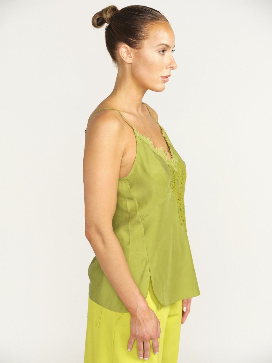 Dorothee Schumacher Heritage - Top en dentelle avec une partie en coton  vert 34