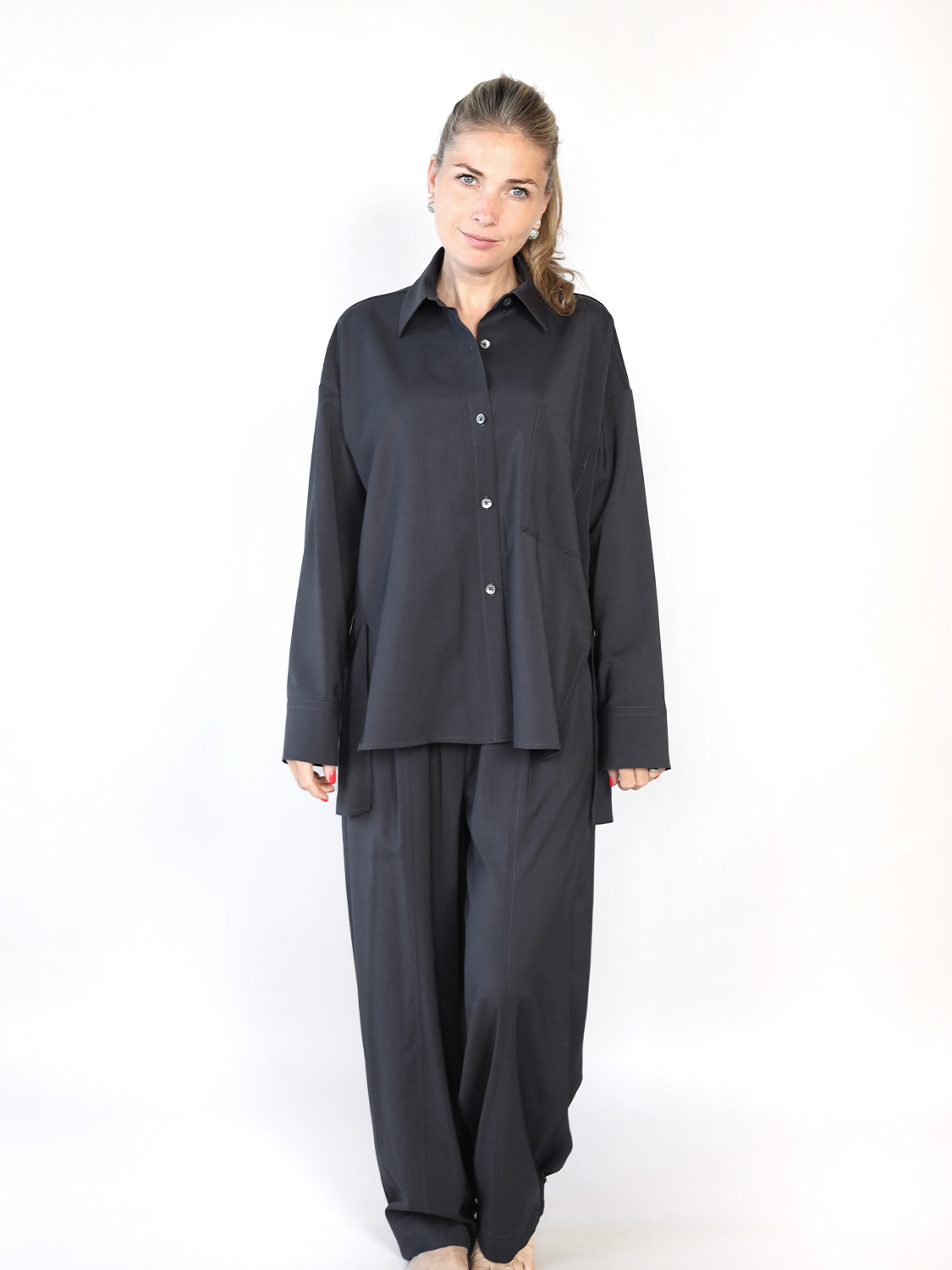 Odeeh Shirt – Bluse aus Schurwolle   anthrazit 34