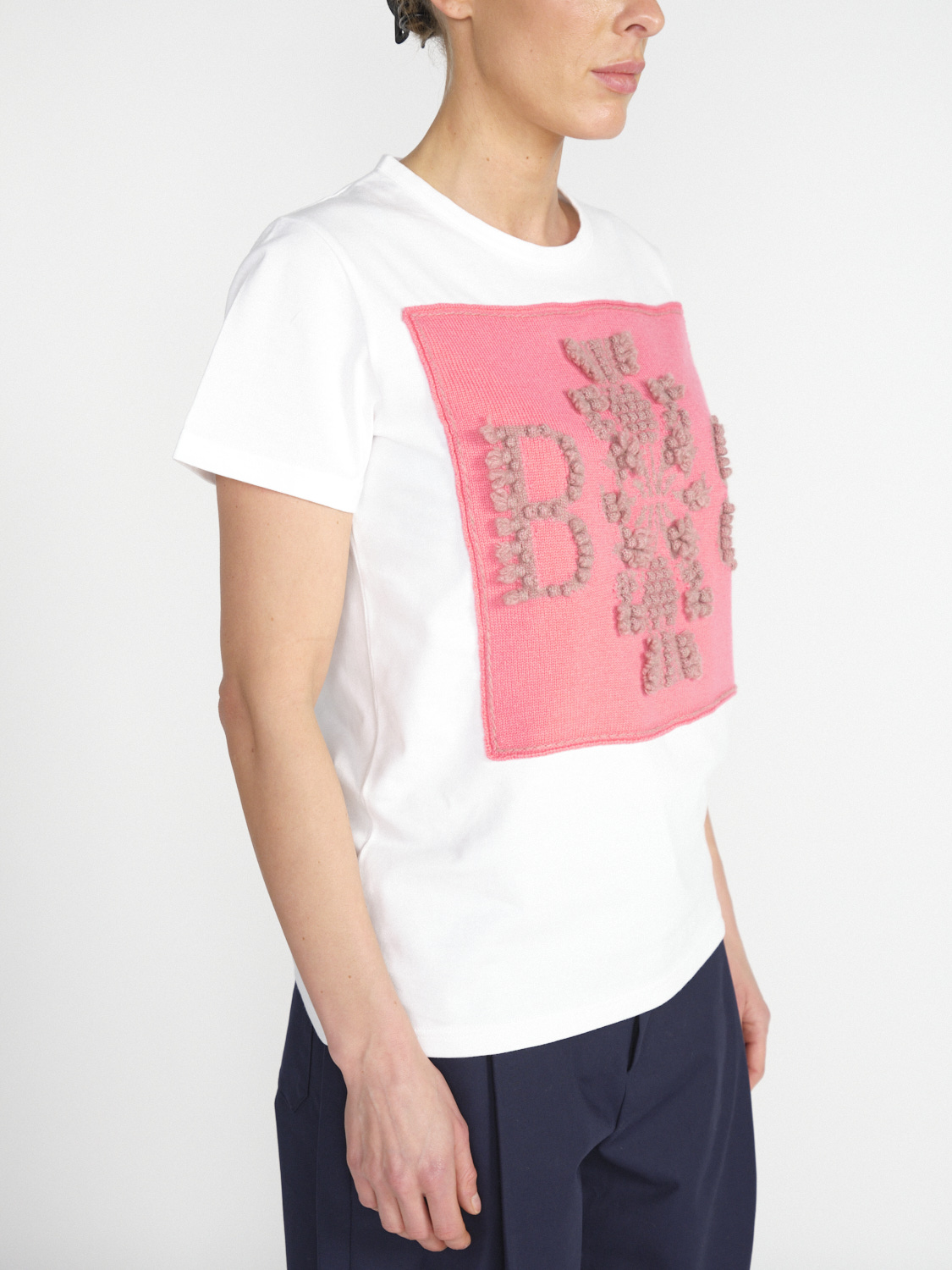 Barrie Thistle Logo Top – T-Shirt mit Kaschmir- Applikation  coral XS