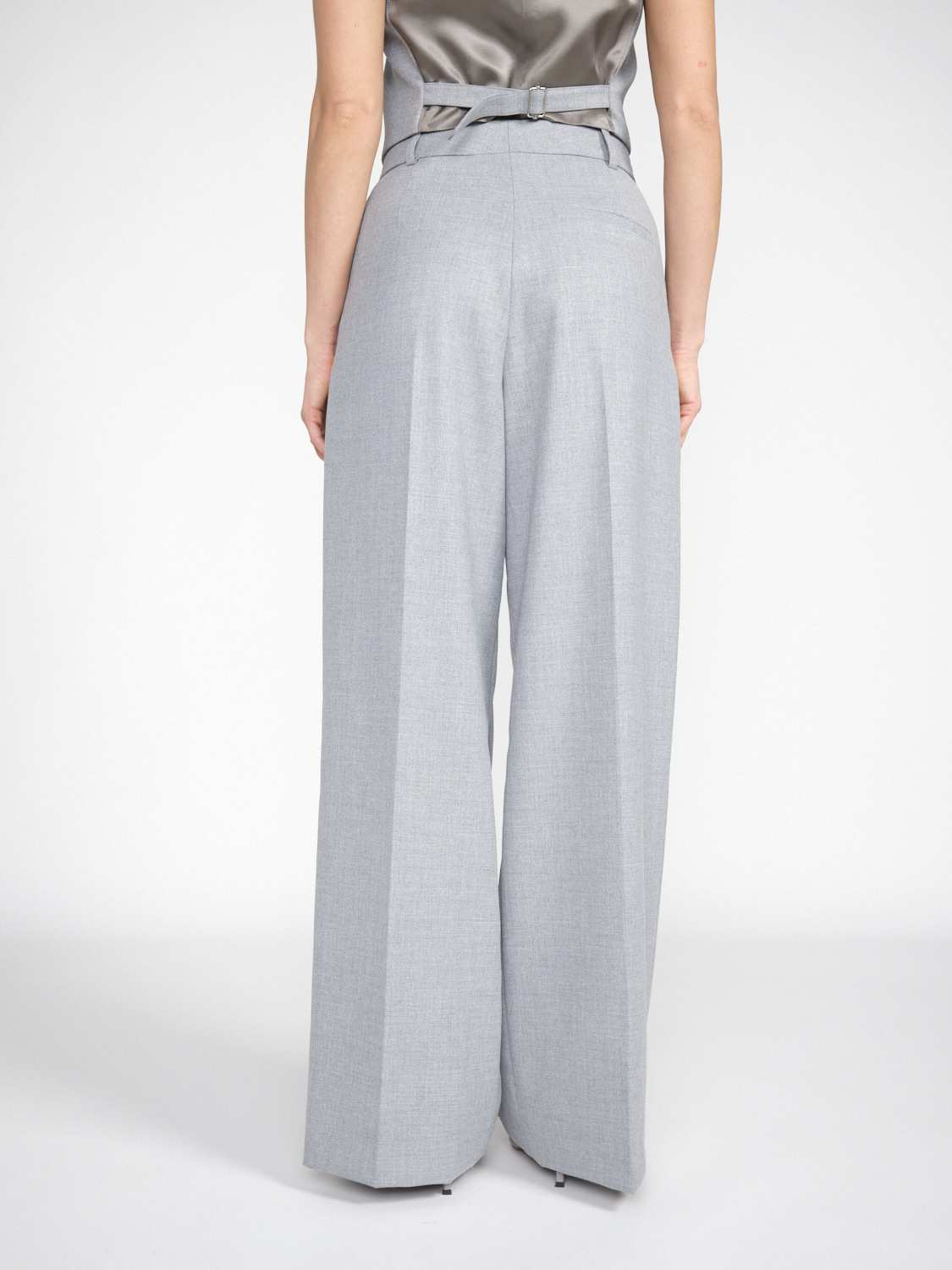 By Malene Birger Extra-wide suit trousers with waistband and creases  grey 38