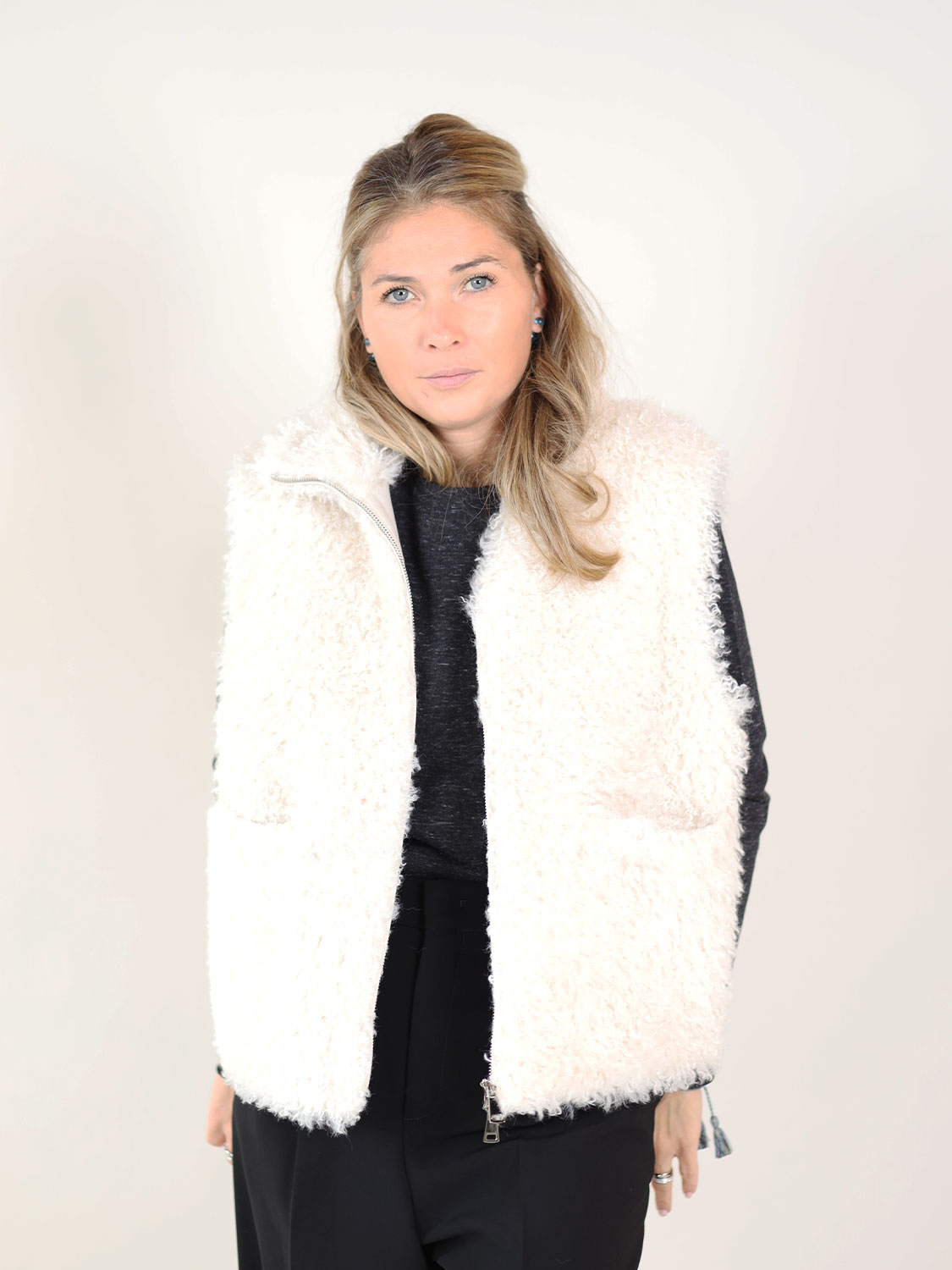 Betta Corradi Gilet – Weste in Felloptik   weiß S