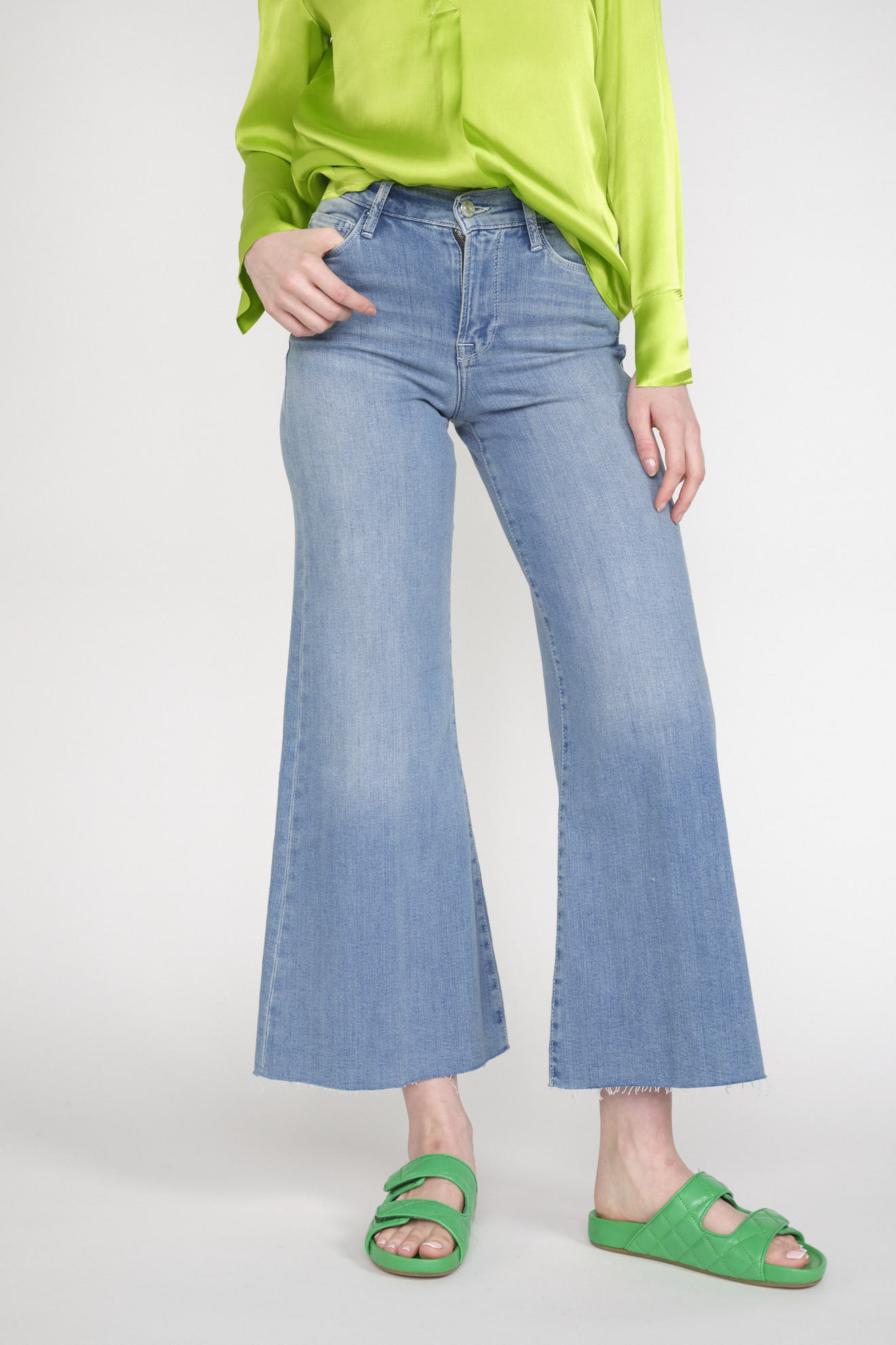 Frame Le Palazzo Crop - Pantalón vaquero de pata ancha azul 25