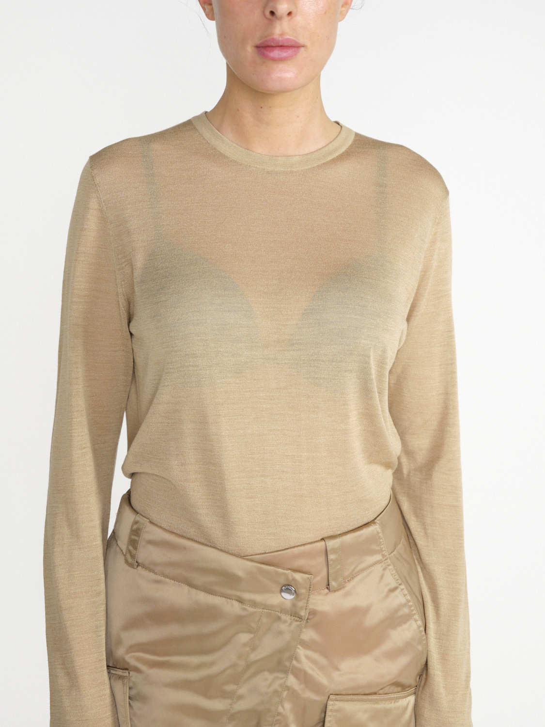 Nili Lotan Candice – Slightly permeable silk shirt  beige S