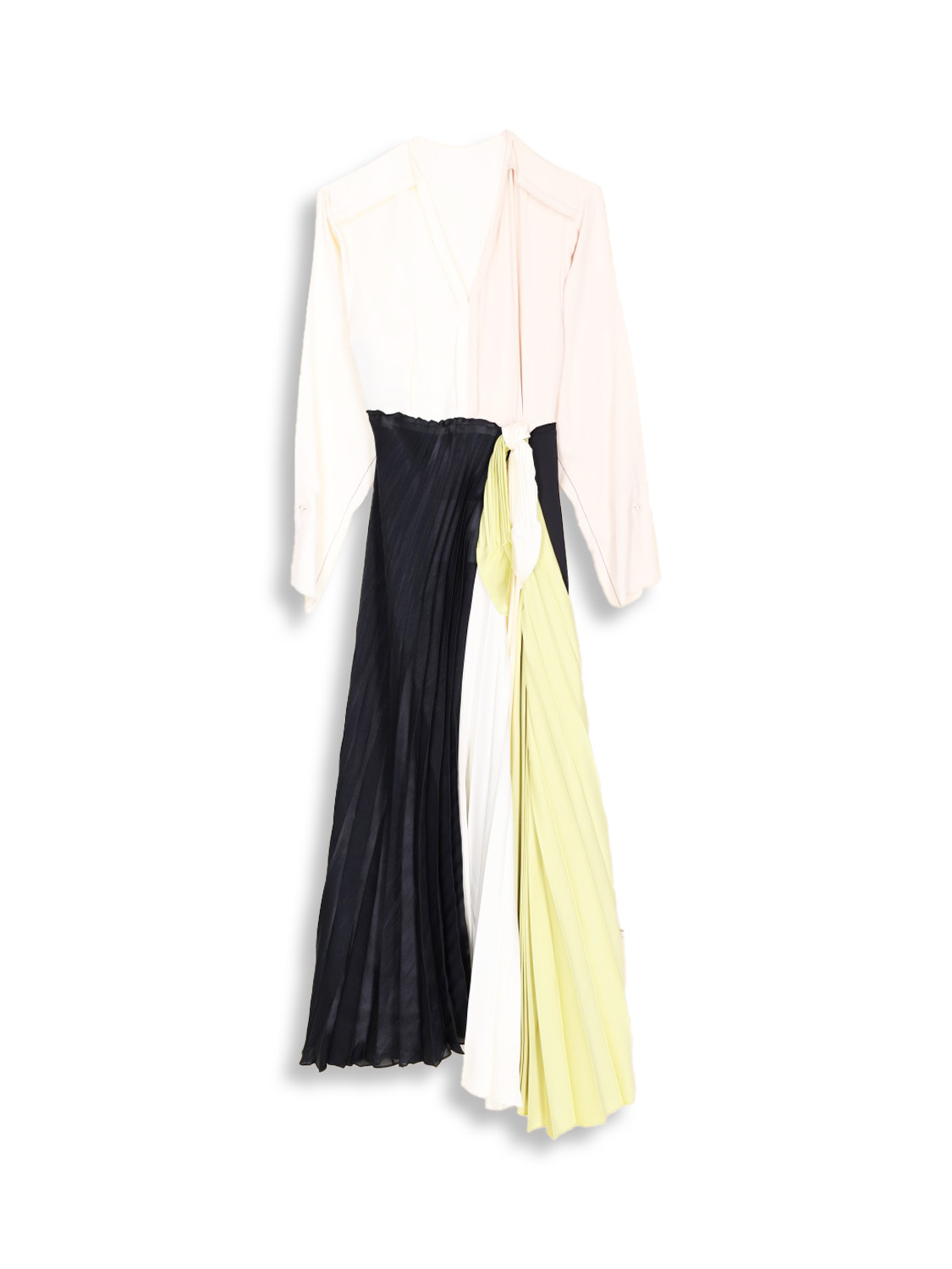 Long sleeved midi dress with pleated skirt