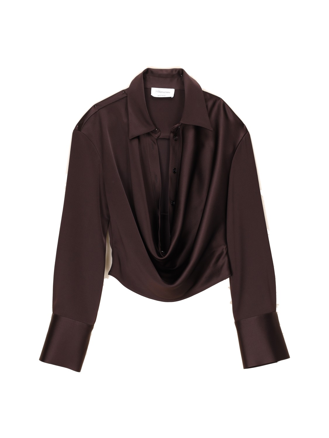 Blumarine Satin blouse with a wide neckline  brown 34