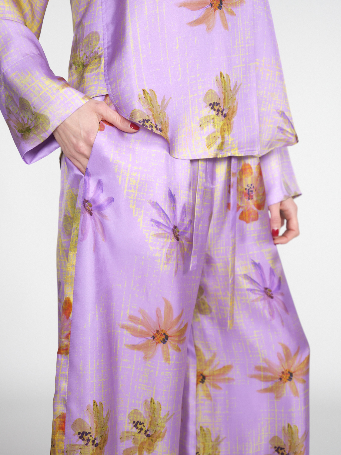 Odeeh Seiden-Culotte mit floralem Muster 	  mehrfarbig 36