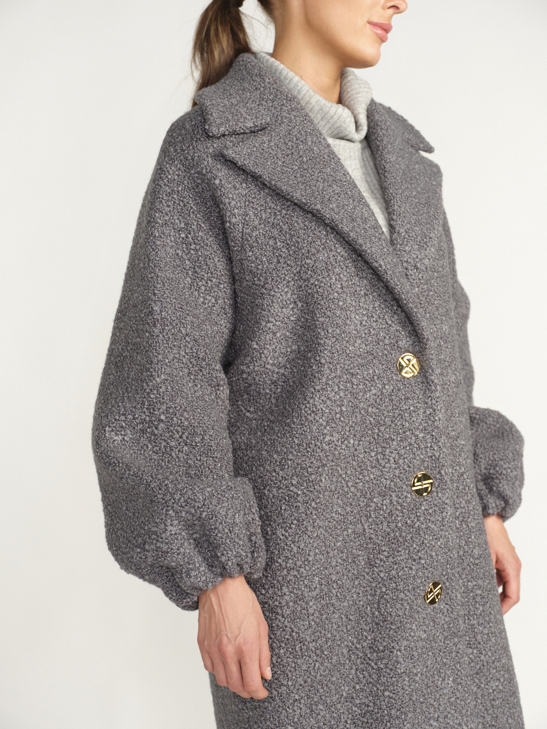Patou Elliptic Coat – Mantel aus Schurwolle grau S