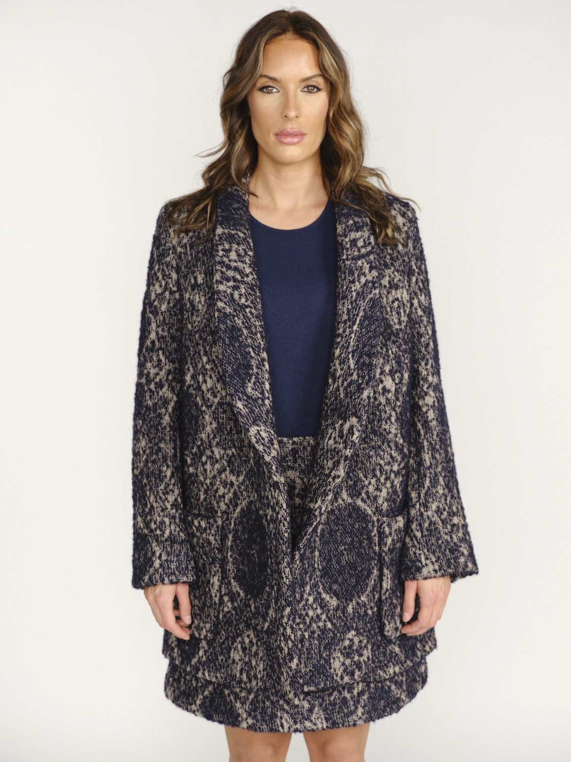 Odeeh Jacket with lapel collar in wool blue 38