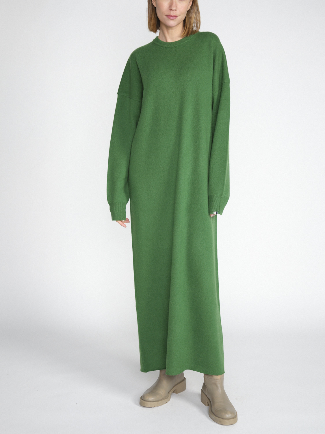 Extreme Cashmere N° 106 Weird – Gemütliches Maxi-Kaschmir-Kleid 	  grün One Size
