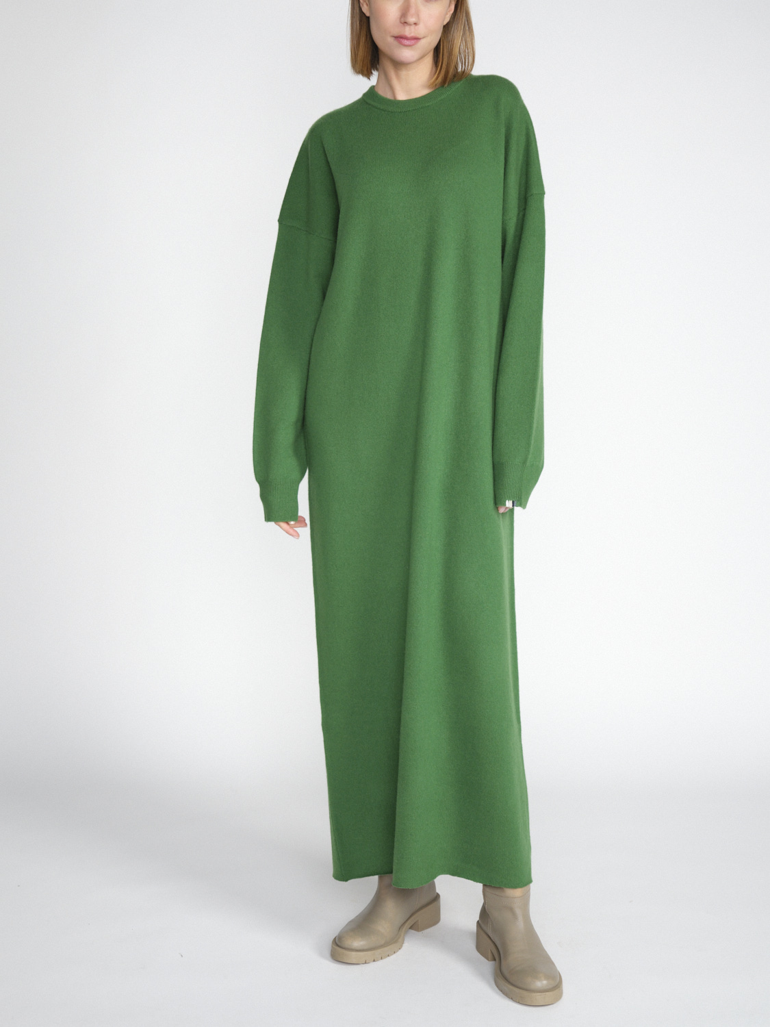 Extreme Cashmere N° 106 Weird - Acogedor vestido maxi de cachemira  verde Talla única