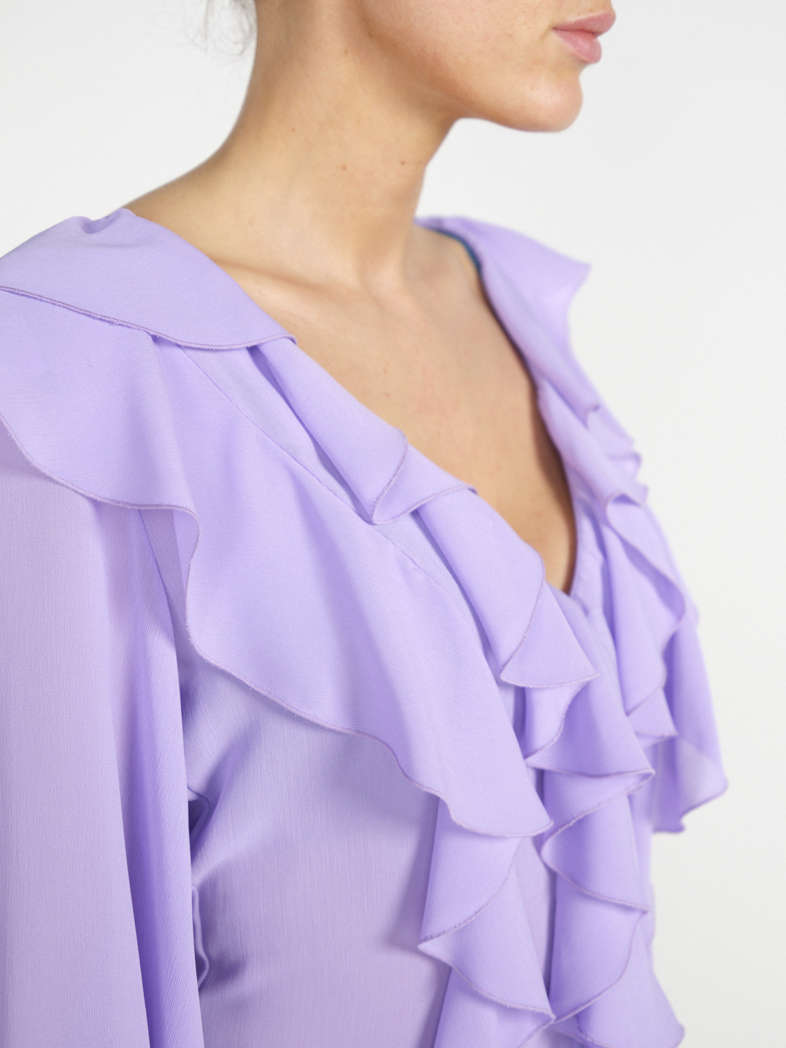 Dondup Blouse with falling ruffle details  lila 36