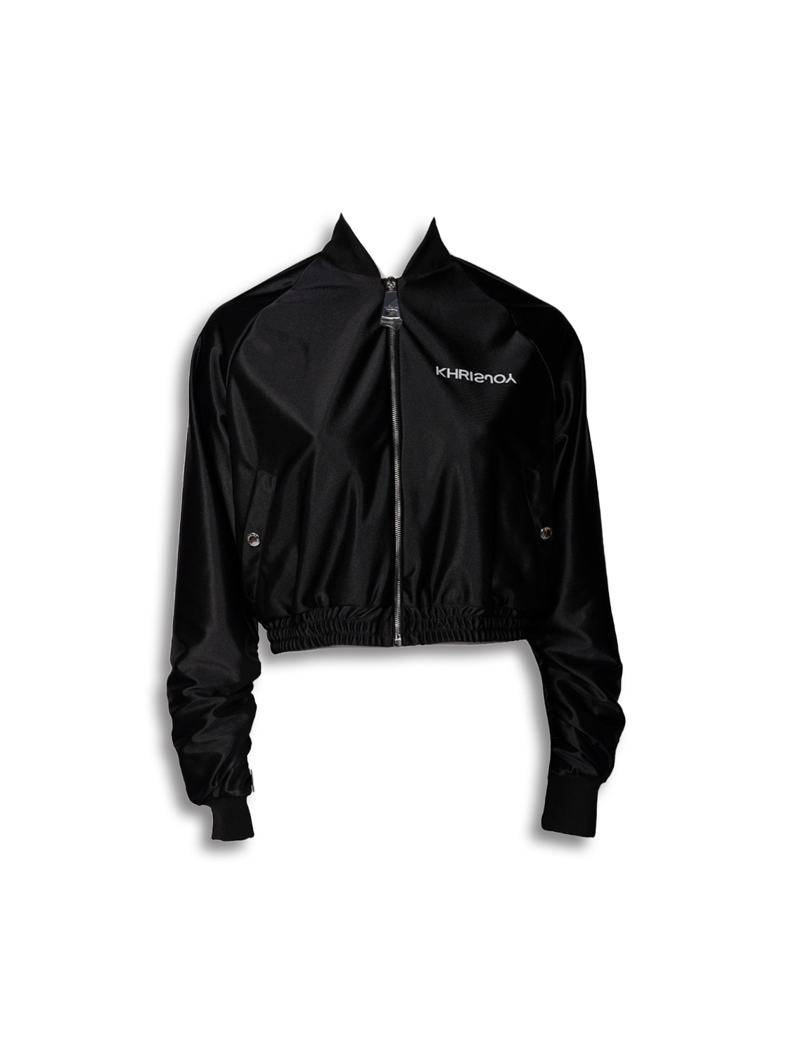 khrisjoy Track Jacket - Cropped jacket with zipper in satin look black