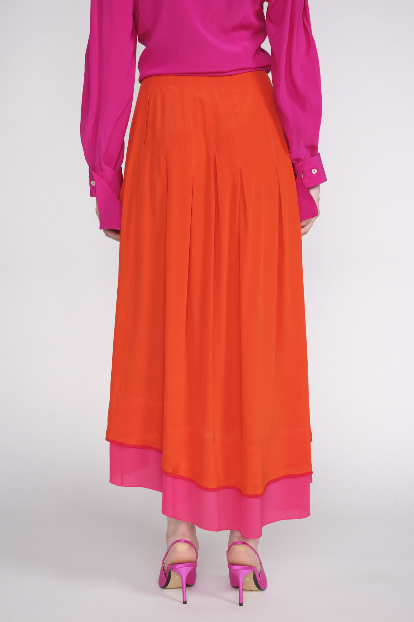 Antonia Zander Gaby - Falda midi de seda con detalles de aberturas naranja M
