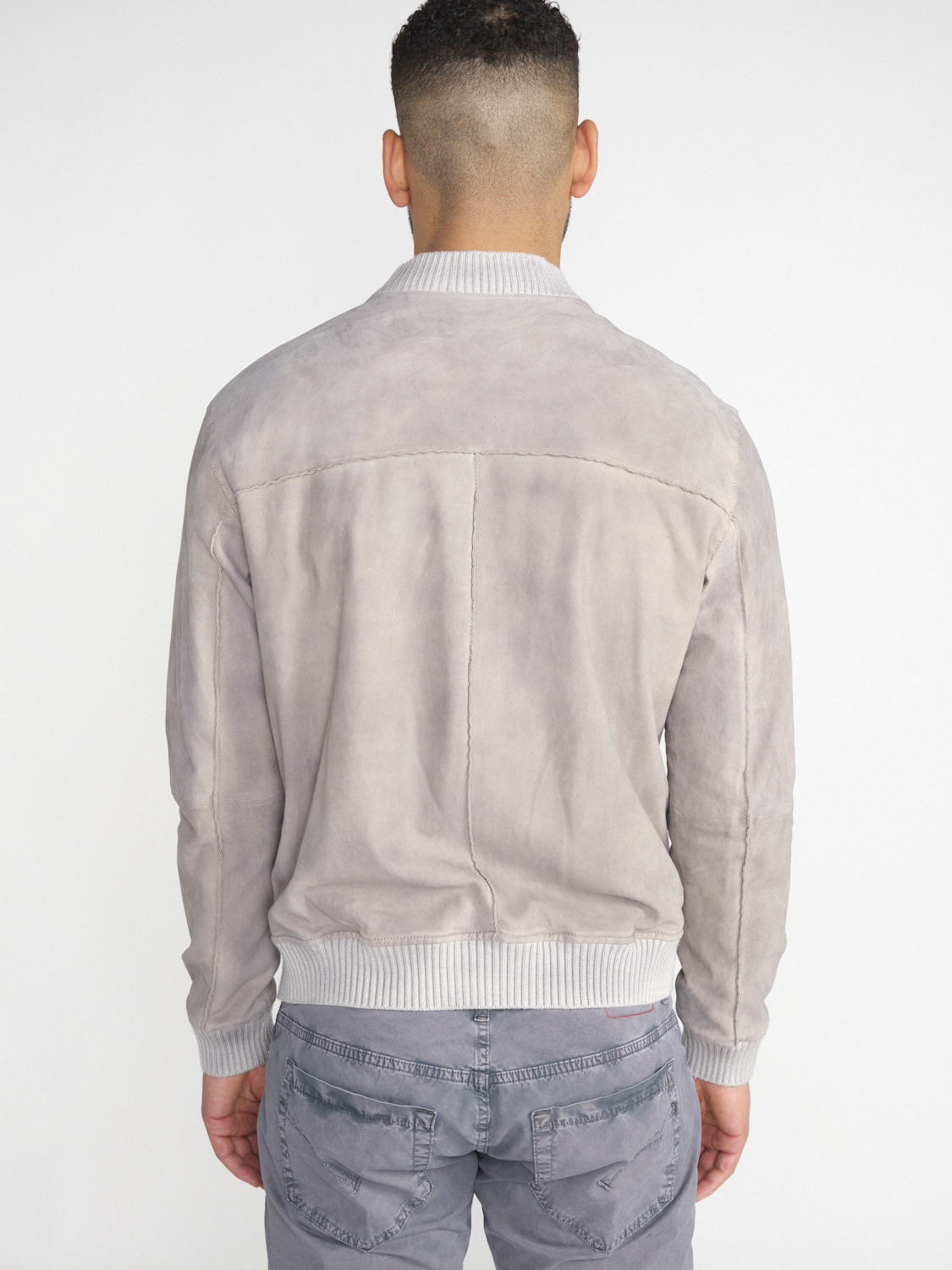 GMS 75 Bomber Lederjacke mit Reißverschluss  gris M