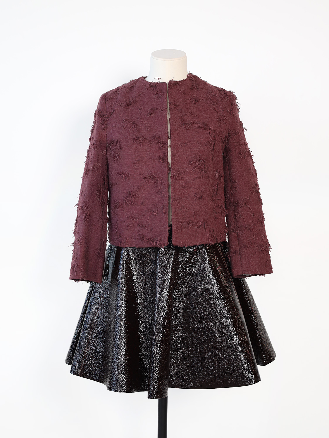 Odeeh Jacket – Bouclé jacket with fringe bordeaux 34 Odeeh Jacket – Bouclé jacket with fringe bordeaux 34