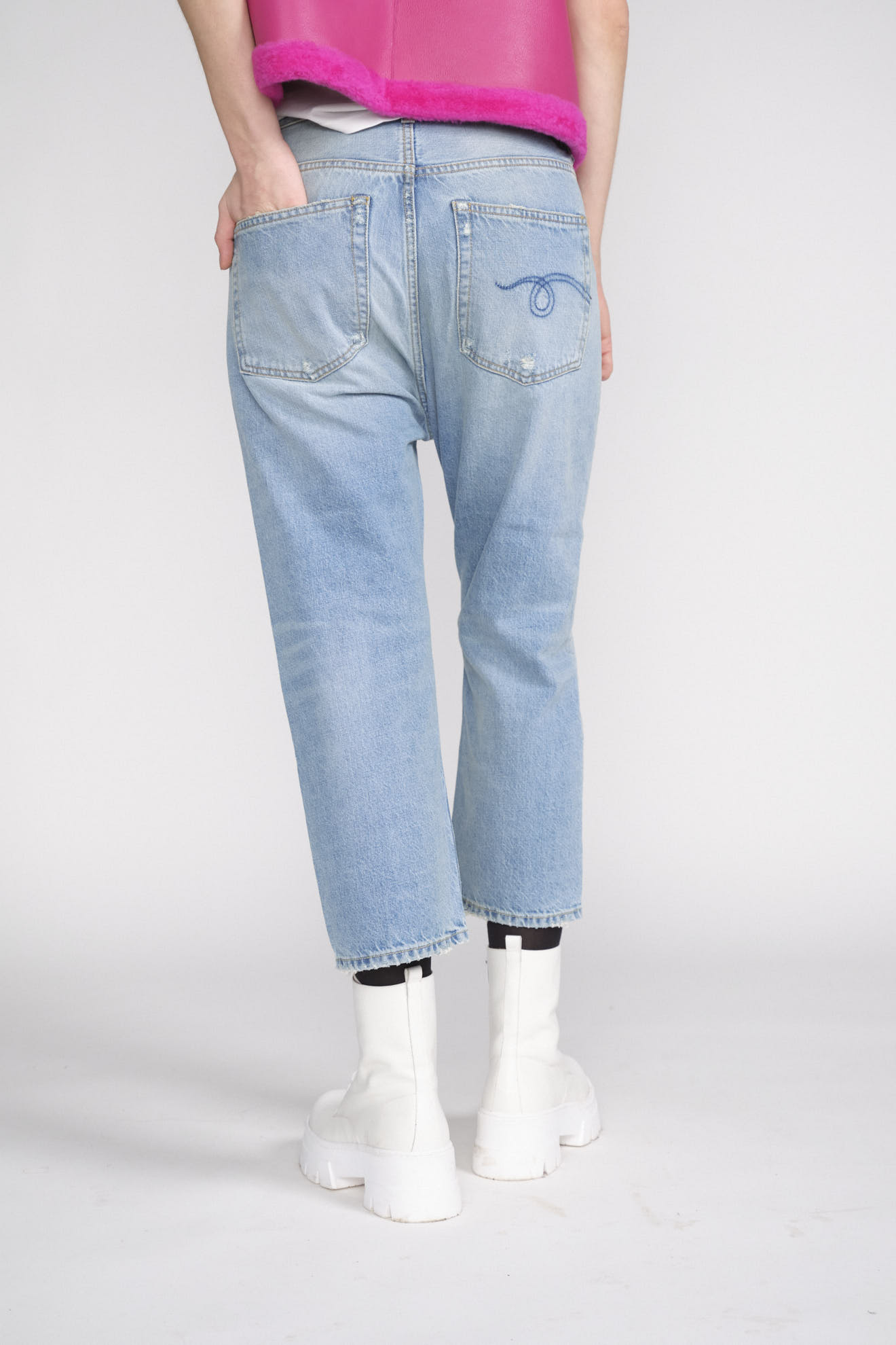R13 Tailored Drop – Jeans mit tiefem Schritt blau 25