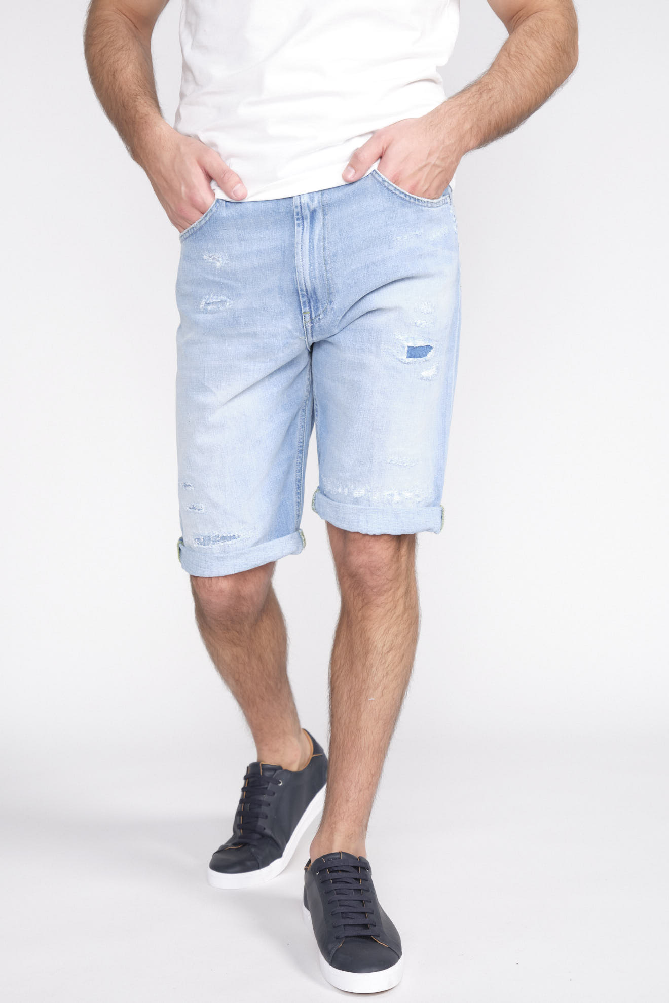 Dondup Lenz - Bermuda shorts in used look blue 33