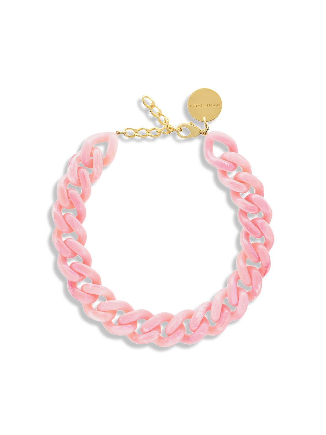 Vanessa Baroni Flat Chain Marble - Kette aus Flachpanzergliedern pink One Size