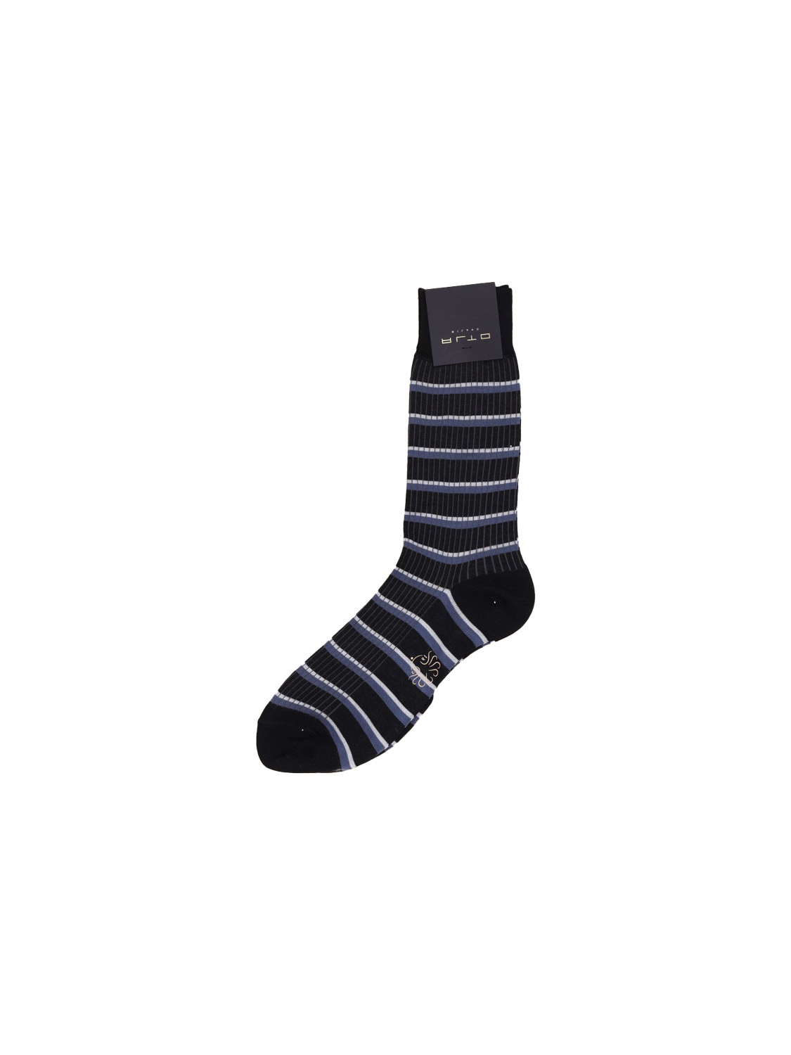 Alto Molier – Kurze Baumwoll-Socken mit gestreiftem Muster   schwarz One Size