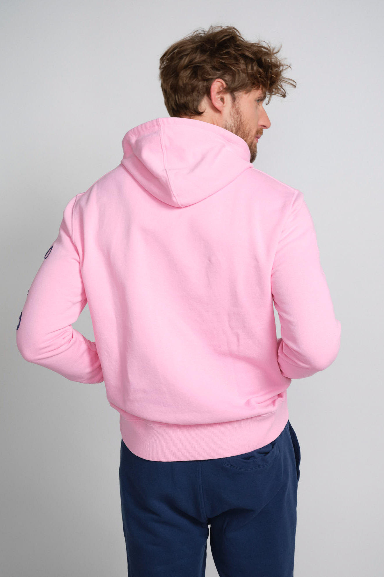 st.barth hoodie pink branded cotton model back
