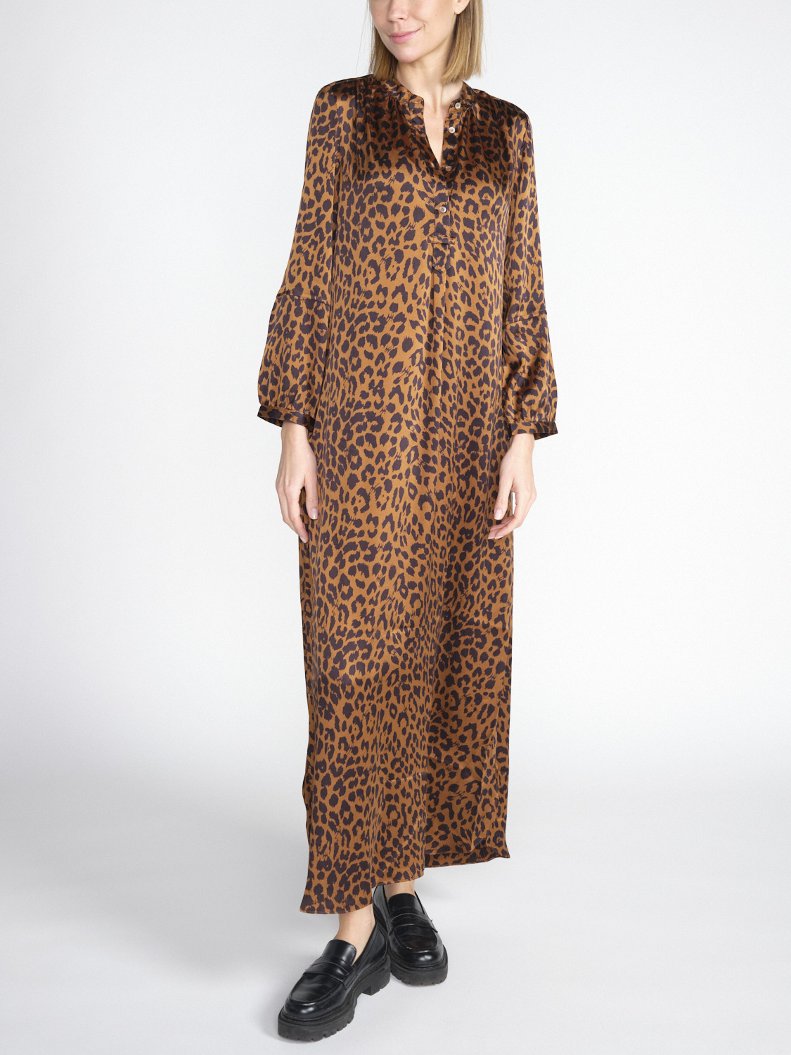 friendly hunting Dance long Cheetah - maxi vestido leo en seda y stretch  marrón S