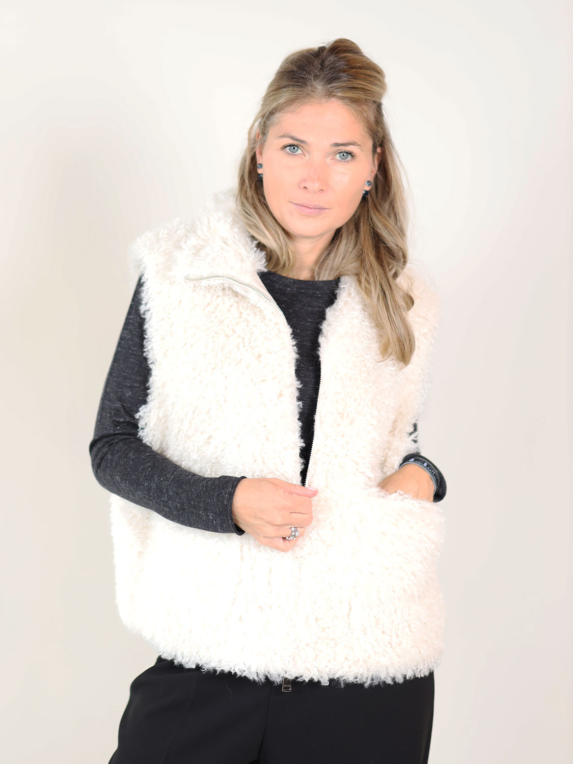 Betta Corradi Gilet – Weste in Felloptik   weiß S