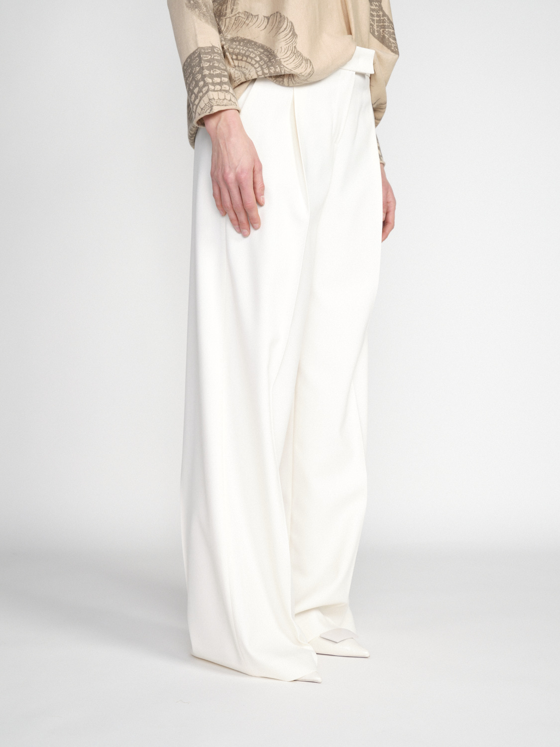 Seductive Stretchy wide-leg pleated trousers  white 36